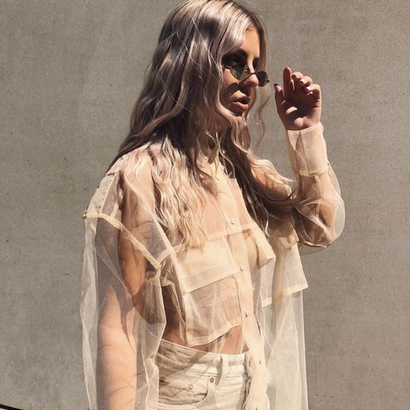 GORGEOUS ZARA NWT Tulle Blouse w Pockets - Picture 3 of 8